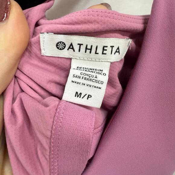 Athleta Elation V-Neck Hybrid Dress Begonia Pink Built In Bra Adjustable Strap M - Picture 6 of 7